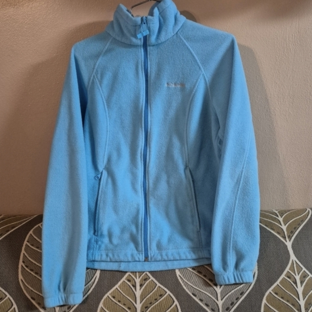 Columbia Medium Womens Light Blue Fleece Zip Up Jacket